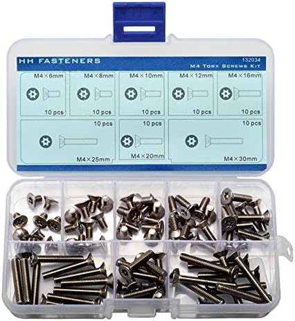 M4 Tamper-Resistant Security Screws Flat Head Assortment Kit, Pack of 80-Piece