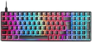 MARSGAMING MKULTRABFR, Mechanical Keyboard Black RGB, Compact 96%, Switch Outemu SQ Blue, French Language