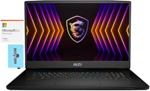 MSI Titan GT77 12UGS Gaming & Entertainment Laptop (Intel i7-12800HX 16-Core, 64GB DDR5 4000MHz RAM, 2x8TB PCIe SSD RAID 1 (8TB), Win 11 Pro) with MS 365 Personal, Hub