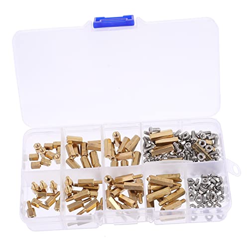 Metric Nut and Bolt Assortment Kit 180pcs Brass Hexagon Threaded for Motherboard