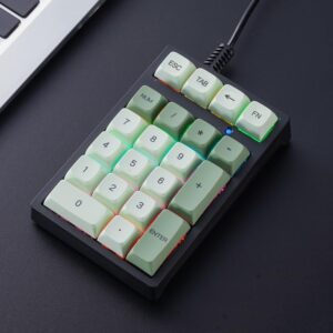 Mini Number Pads, Numeric Keypad Numpad Portable Financial Accounting Number Keyboard Extensions with PBT Thermal Sublimation Keycaps, 21 Key Number Numpad for Laptop Desktop, PC (Green)