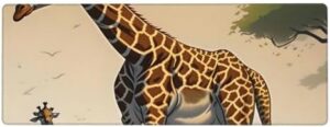 Mother and Child Giraffe – Mouse Pad,Non-Slip Rubber Base Durable Stitched Edges Computer Mousepad for Gaming Home Office Wireless Mouse 12 x 31.5 in