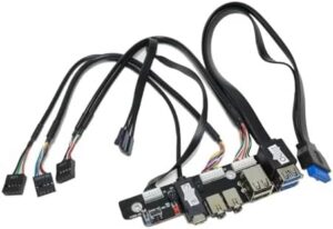 Motherboard Extension Chassis Front Panel Cable 19Pin 9Pin to Type-C 2-Port USB 2.0 3.0 HD Au*dio 3.5mm Power Switch LED HDD Cord
