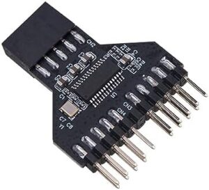 Motherboard USB 9Pin USB 2.0 Female Black Interface Header Splitter 1 to 2 Extension Cable Adapter 9-Pin USB HUB Connect 1 to 2 Extension Adapter