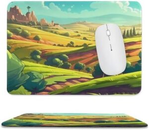 Mousepad Cartoon Fields Mouses Mat for Wireless Mouses Computer Keyboard Mat with Non-Slip Rubber Gaming Desk Pad Square Desk Mat for Office Laptop 7.9″x9.4″