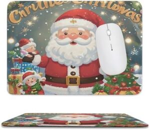 Mousepad Christmas Decor Santa Mouses Mat for Wireless Mouses Computer Keyboard Mat with Non-Slip Rubber Gaming Desk Pad Square Desk Mat for Office Laptop 7.9″x9.4″