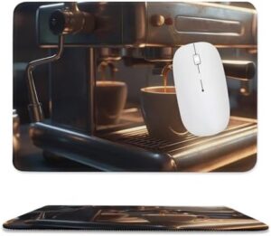 Mousepad Coffee Machine Mouses Mat for Wireless Mouses Computer Keyboard Mat with Non-Slip Rubber Gaming Desk Pad Square Desk Mat for Office Laptop 7.9"x9.4"