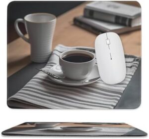 Mousepad Coffee on The Table Mouses Mat for Wireless Mouses Computer Keyboard Mat with Non-Slip Rubber Gaming Desk Pad Square Desk Mat for Office Laptop 9.8″x11.8″