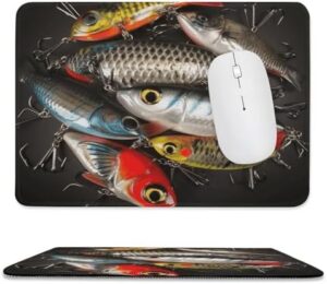 Mousepad Fishing Bait Mouses Mat for Wireless Mouses Computer Keyboard Mat with Non-Slip Rubber Gaming Desk Pad Square Desk Mat for Office Laptop 7.9″x9.4″