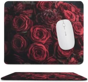 Mousepad Full of Red Roses Mouses Mat for Wireless Mouses Computer Keyboard Mat with Non-Slip Rubber Gaming Desk Pad Square Desk Mat for Office Laptop 9.8″x11.8″