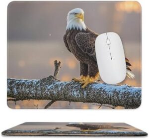 Mousepad Golden Sunset Bald Eagle Mouses Mat for Wireless Mouses Computer Keyboard Mat with Non-Slip Rubber Gaming Desk Pad Square Desk Mat for Office Laptop 9.8″x11.8″
