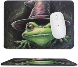 Mousepad Green Frog Wearing A Hat Mouses Mat for Wireless Mouses Computer Keyboard Mat with Non-Slip Rubber Gaming Desk Pad Square Desk Mat for Office Laptop 7.9″x9.4″