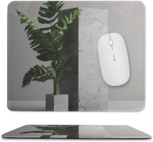 Mousepad Green Plants Next to Pillars Mouses Mat for Wireless Mouses Computer Keyboard Mat with Non-Slip Rubber Gaming Desk Pad Square Desk Mat for Office Laptop 9.8″x11.8″