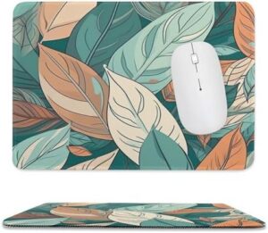 Mousepad Green and Yellow Leaves Mouses Mat for Wireless Mouses Computer Keyboard Mat with Non-Slip Rubber Gaming Desk Pad Square Desk Mat for Office Laptop 7.9″x9.4″