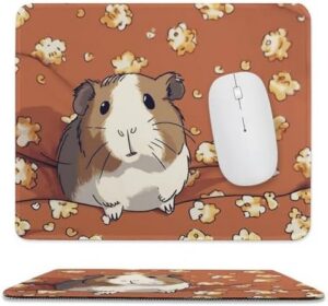 Mousepad Guinea Pigs and Popcorn Mouses Mat for Wireless Mouses Computer Keyboard Mat with Non-Slip Rubber Gaming Desk Pad Square Desk Mat for Office Laptop 9.8″x11.8″