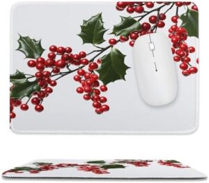 Mousepad Holly Berry Branches Mouses Mat for Wireless Mouses Computer Keyboard Mat with Non-Slip Rubber Gaming Desk Pad Square Desk Mat for Office Laptop 7.9″x9.4″
