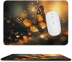 Mousepad Orange Butterfly Mouses Mat for Wireless Mouses Computer Keyboard Mat with Non-Slip Rubber Gaming Desk Pad Square Desk Mat for Office Laptop 7.9″x9.4″