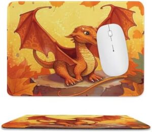Mousepad Orange Cartoon Dragon Mouses Mat for Wireless Mouses Computer Keyboard Mat with Non-Slip Rubber Gaming Desk Pad Square Desk Mat for Office Laptop 7.9″x9.4″
