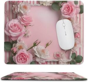 Mousepad Photo Frame Flowers Mouses Mat for Wireless Mouses Computer Keyboard Mat with Non-Slip Rubber Gaming Desk Pad Square Desk Mat for Office Laptop 9.8″x11.8″