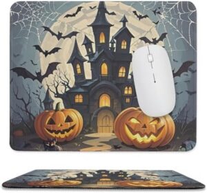 Mousepad Pumpkin Lantern Castle Mouses Mat for Wireless Mouses Computer Keyboard Mat with Non-Slip Rubber Gaming Desk Pad Square Desk Mat for Office Laptop 9.8″x11.8″