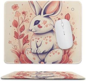 Mousepad Rabbit Illustration Mouses Mat for Wireless Mouses Computer Keyboard Mat with Non-Slip Rubber Gaming Desk Pad Square Desk Mat for Office Laptop 9.8″x11.8″
