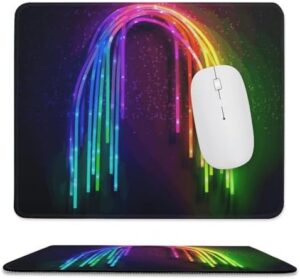 Mousepad Rainbow Neon Mouses Mat for Wireless Mouses Computer Keyboard Mat with Non-Slip Rubber Gaming Desk Pad Square Desk Mat for Office Laptop 9.8″x11.8″