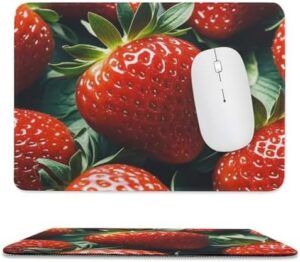 Mousepad Red Strawberry Mouses Mat for Wireless Mouses Computer Keyboard Mat with Non-Slip Rubber Gaming Desk Pad Square Desk Mat for Office Laptop 7.9″x9.4″