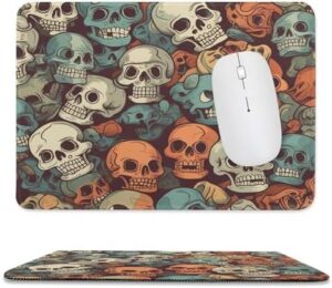 Mousepad Skulls in Mouses Mat for Wireless Mouses Computer Keyboard Mat with Non-Slip Rubber Gaming Desk Pad Square Desk Mat for Office Laptop 7.9″x9.4″