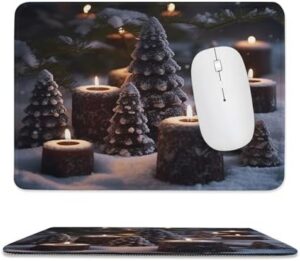 Mousepad Snow on The Candle Mouses Mat for Wireless Mouses Computer Keyboard Mat with Non-Slip Rubber Gaming Desk Pad Square Desk Mat for Office Laptop 7.9″x9.4″