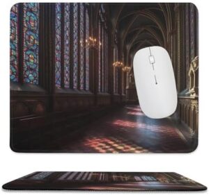Mousepad Stained Glass Windows Mouses Mat for Wireless Mouses Computer Keyboard Mat with Non-Slip Rubber Gaming Desk Pad Square Desk Mat for Office Laptop 9.8″x11.8″