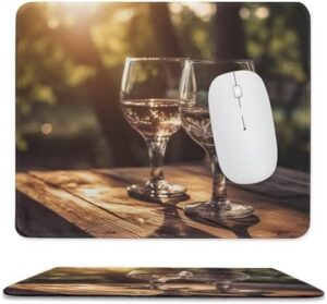 Mousepad Two Wine Glasses Mouses Mat for Wireless Mouses Computer Keyboard Mat with Non-Slip Rubber Gaming Desk Pad Square Desk Mat for Office Laptop 9.8″x11.8″