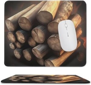 Mousepad Wood on Fire Mouses Mat for Wireless Mouses Computer Keyboard Mat with Non-Slip Rubber Gaming Desk Pad Square Desk Mat for Office Laptop 9.8″x11.8″