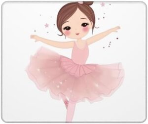 Mouses Pad Anti-fray Stitching Computer Mouses Mat with Anti-Slip Rubber Base Little Ballerina Dancing Girl Desk Mat Portable Washable Mousepad Waterproof Computer Keyboard Pad for Gamer Office Home