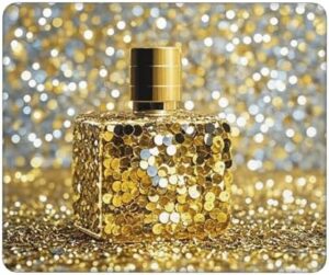 Mouses Pad Gold Sequin Sparkle Mouses Mat Washable Non-Slip Mouses Mat for Man Woman Laptop Gaming Desk Pad Desktop Protector Mat for Office Home Work