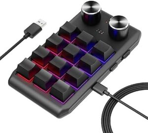 Multifunctional Macro Mechanical Keyboard With 12 Customizable Keys 2 Knobs – One-Handed RGB Gaming Keypad Programmable Ultra-Thin Mechanical Keyboard With 12 Programmable Keys And RGB Backlighting