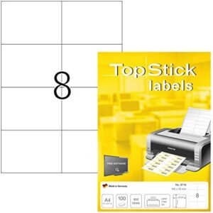 Multipurpose Labels – 800 Blank Stickers, 100 Sheets, A4 Size, White