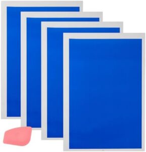 NICENEEDED 4PCS Laser Engraving Marking Paper 9.4 x 14 Inch, Blue Sliver Marking Paper with Scraper, Laser Testing Paper Dimming Paper Engraving Test Focus Paper Engraving Material for Ceramics