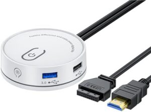 PC Power Button with USB3.0 and 2.0 USB C 3.5mm Auditory Interfaces Optional Multiple Function for Home Offices