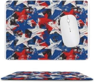 Paint U.S.A. Red White Blue Star Rubber Mouse Pad Desk Mat Ultra-Thin Non-Slip Square Gaming Pads for Computers Laptop Office