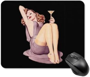 Pin Up Girl Mousepad Cute Mouse Mat with Non-Slip Rubber Base for Desk Laptop Gaming 20 * 25cm