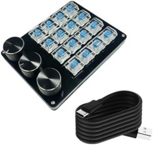 Portable 16Key Macro Keypad with Programmable Dials for Advanced Gaming Controls and Multimedia Management Keyboards
