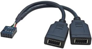 Portable 9PIN to Double Type E Connectors with Front Type C Port for Seamlessly USB2.0 Data Transfer in PVC Coating