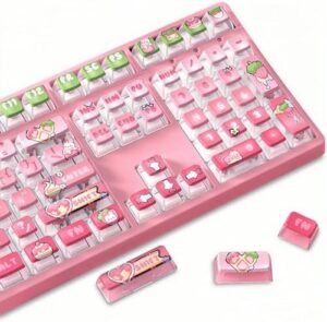 Pudding Keycaps Set,Double Shot PBT Dye-Sub Custom Keycaps ASA Profile 116 Keys Cute Themed Transparent Backlit Keycaps for ANSI 100% 60% TKL Cherry MX Switch Mechanical Gaming Keyboard (04)
