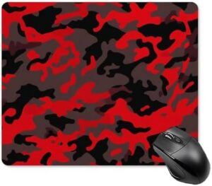 Red Camo Mousepad Square Mice Mat Waterproof Computer Mousepad with Non-Slip Rubber Base Wireless Mice Pad for Laptop Office Home Personalized Gaming Mousepad 18 * 22cm