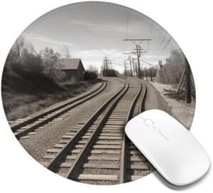 Round Mouse Pad with Non-Slip Rubber Base Train Track Mouse Mat with Stitched Edge Gaming Mousepad for Wireless Mouse Computer Laptop Home Office Desk Pad 8″
