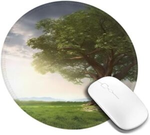 Round Mouse Pad with Non-Slip Rubber Base Tree with Branch Scenery Mouse Mat with Stitched Edge Gaming Mousepad for Wireless Mouse Computer Laptop Home Office Desk Pad 8″