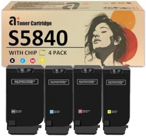 S5840 Toner Cartridges Replaces for Dell S5840 JDCTN R59F2 K83JD KT71F Toner Cartridge Work for Dell S5840 S5840dn S5840cdn Printers, 4 Pack(KCMY)