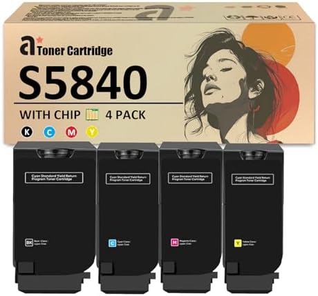 S5840 Toner Cartridges Replaces for Dell S5840 JDCTN R59F2 K83JD KT71F Toner Cartridge Work for Dell S5840 S5840dn S5840cdn Printers, 4 Pack(KCMY)