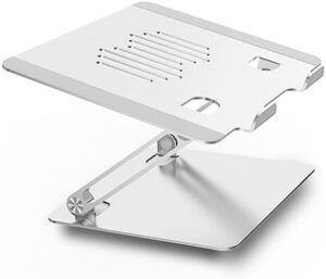 STOBOK Aluminum Alloy Laptop Cooling Stand Portable Bracket for Laptops Foldable Design with Slip Pads for Use Silver