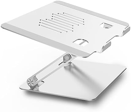 STOBOK Aluminum Alloy Laptop Cooling Stand Portable Bracket for Laptops Foldable Design with Slip Pads for Use Silver